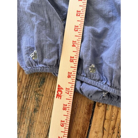 American Eagle Womens Blue Embroidered Crop Blouse Size S Bohemian Cotton - Picture 7 of 7